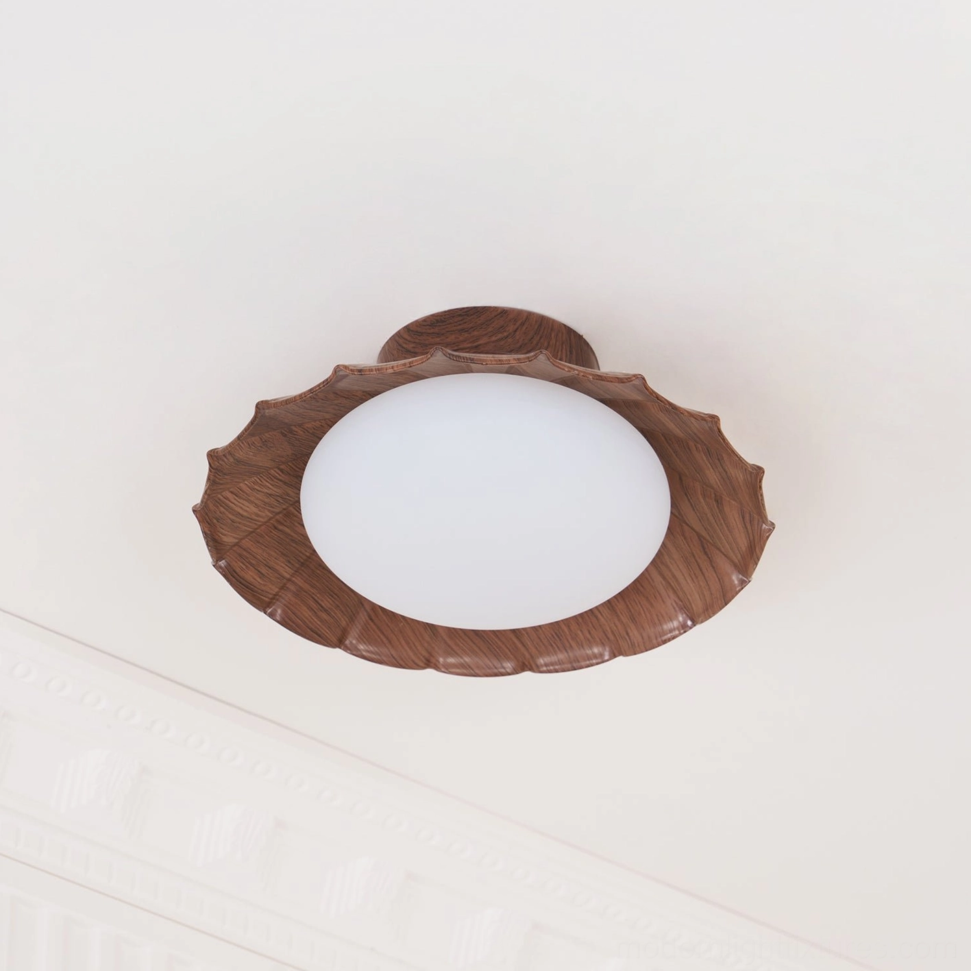 Nephele scalloped ceiling fixture showing curved petal form and layered organic design aesthetic