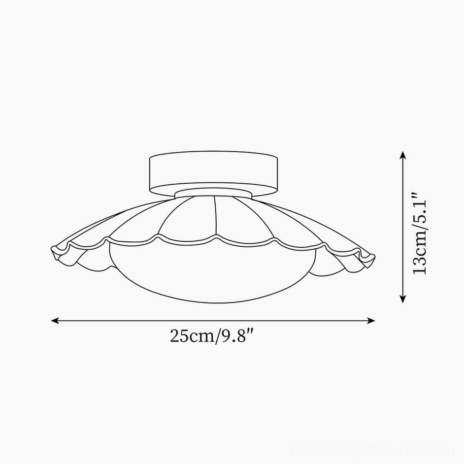 Technical orthographic line drawing of Nephele ceiling light showing 25cm diameter and 13cm height dimensions