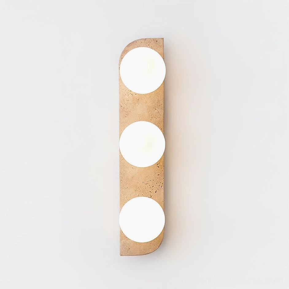 Neptune beige travertine 3-light wall sconce 48cm height statement fixture bedroom paired installation