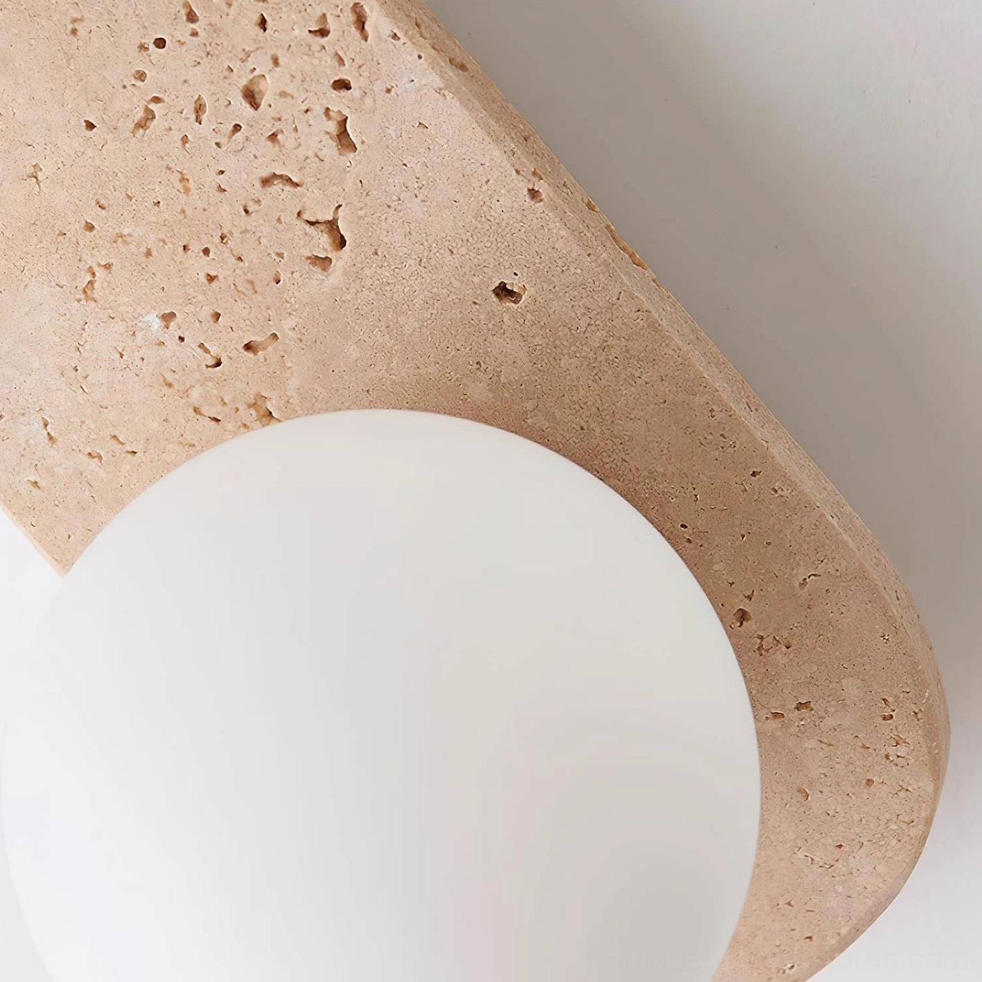 Neptune travertine wall sconce dimmer compatible warm light temperature evening ambient lighting mode