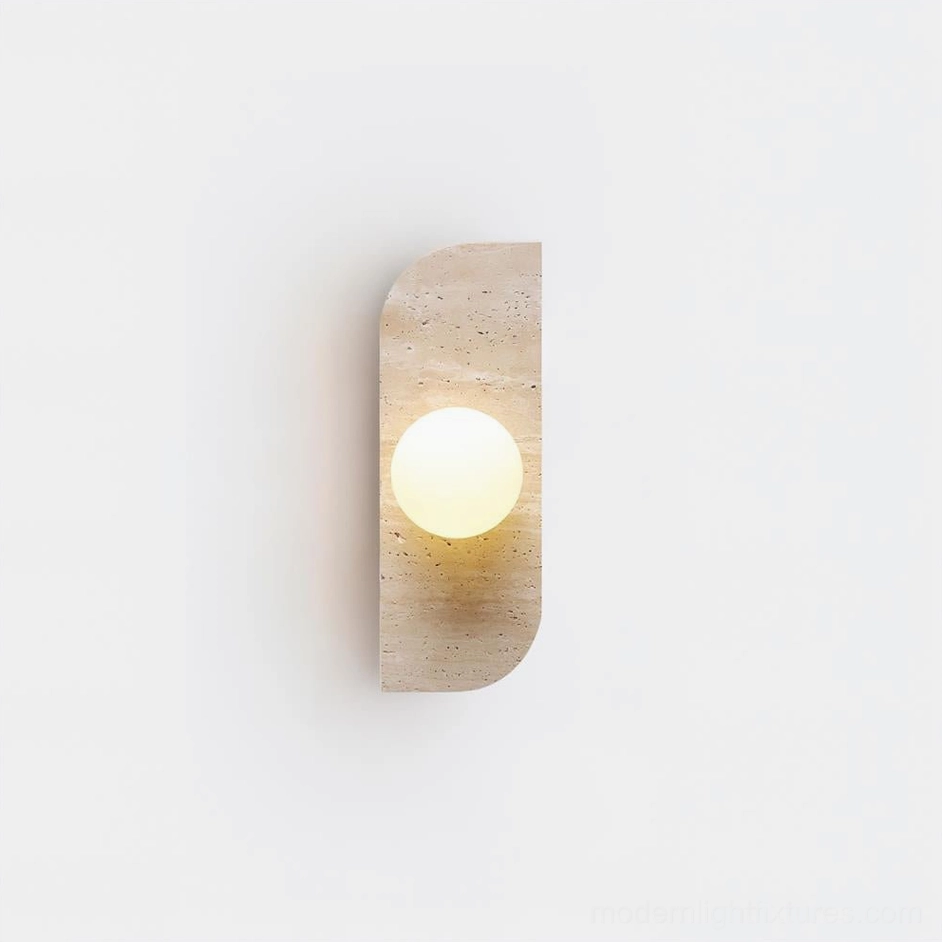 Neptune travertine wall sconce contemporary Mediterranean style natural stone lighting fixture interior design