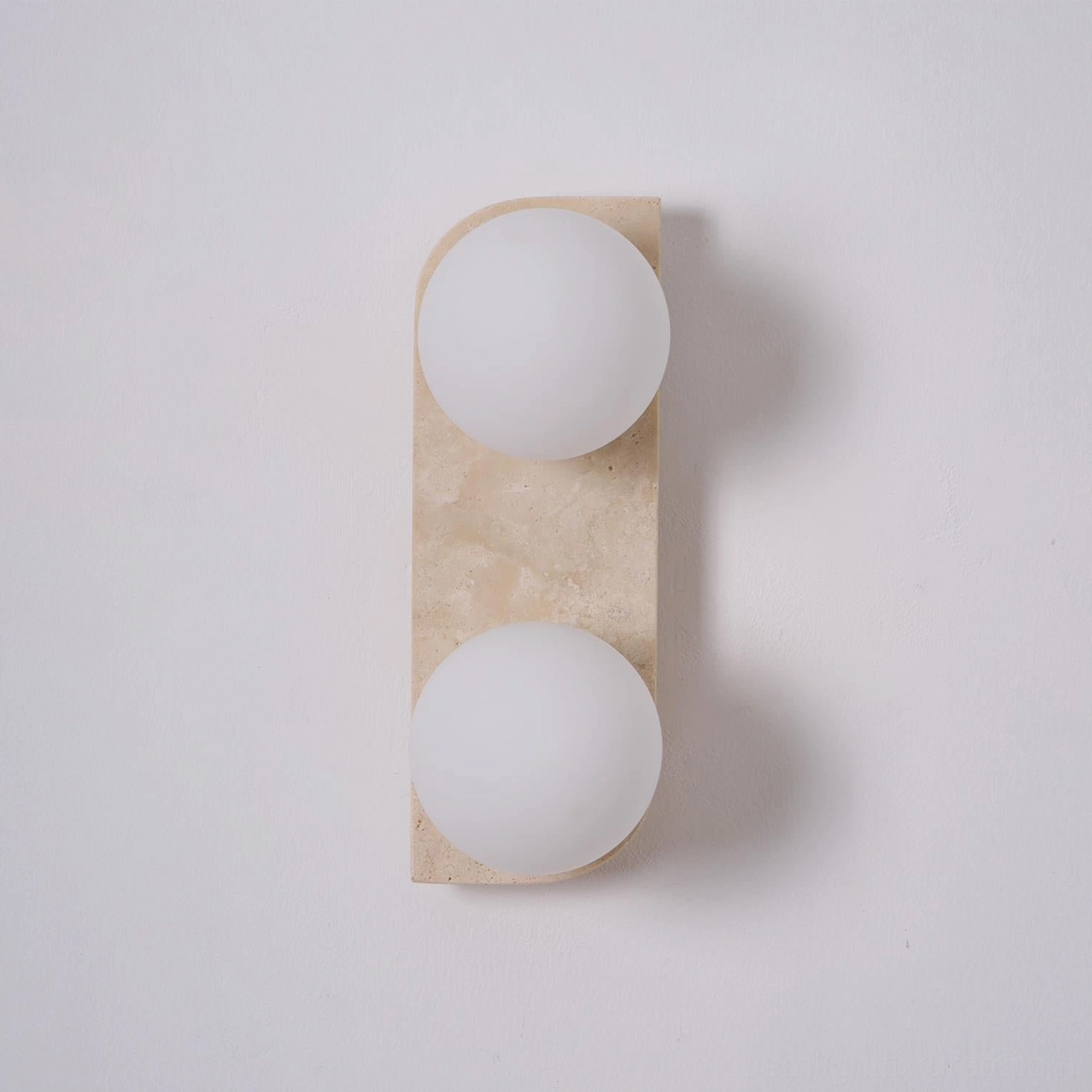 Neptune white travertine 2-light wall sconce W 10cm H 28cm hallway bathroom vanity configuration