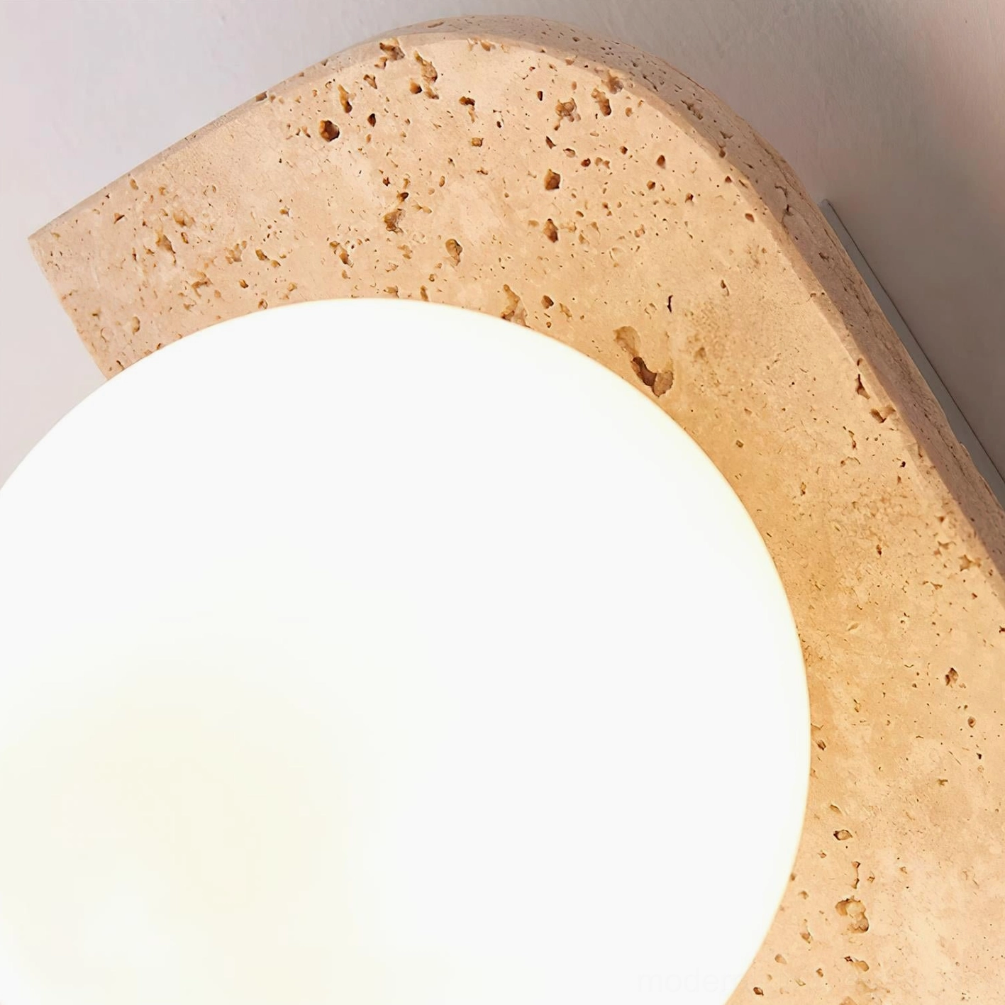 Neptune white travertine wall sconce 2-light showing pale cream stone minimalist Scandinavian styling