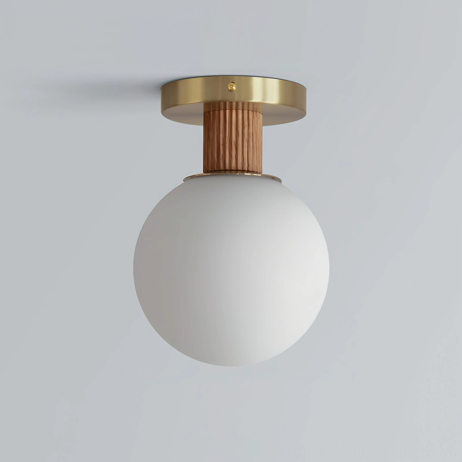 Neroma Model A 20cm frosted glass ceiling light wood color and white finish variant
