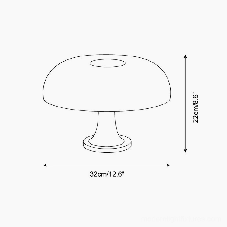 Nessino mushroom table lamp technical dimension drawing specifications