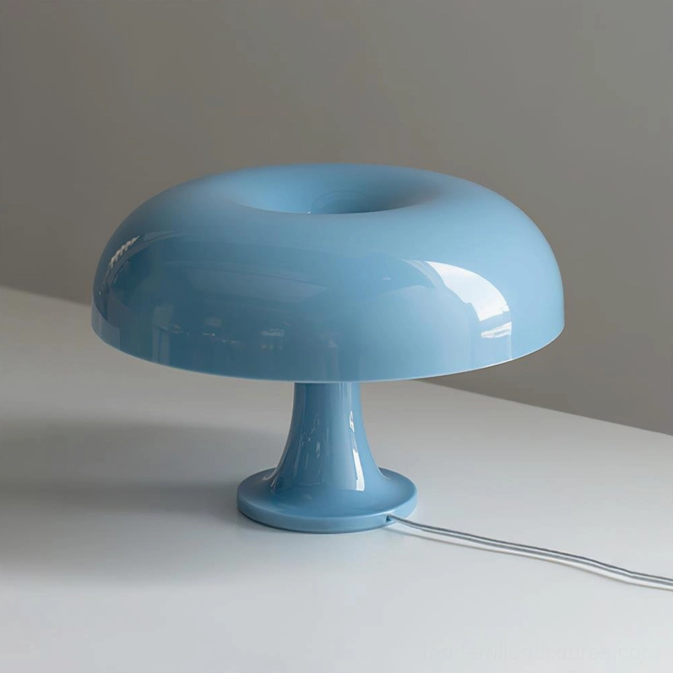 Nessino mushroom table lamp side three-quarter view with power cable attachment
