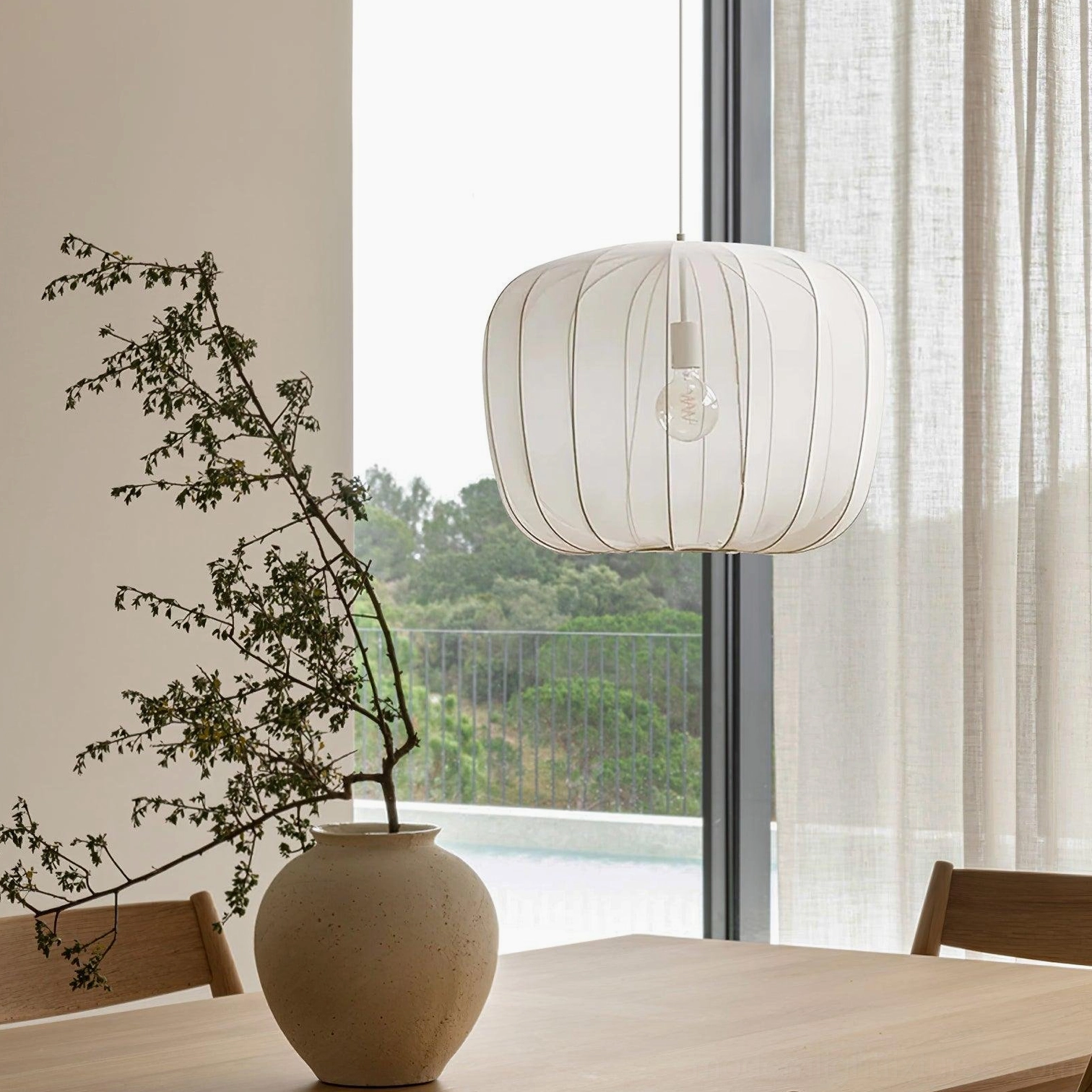 Nevola white and black fabric pendant lights color options side by side comparison