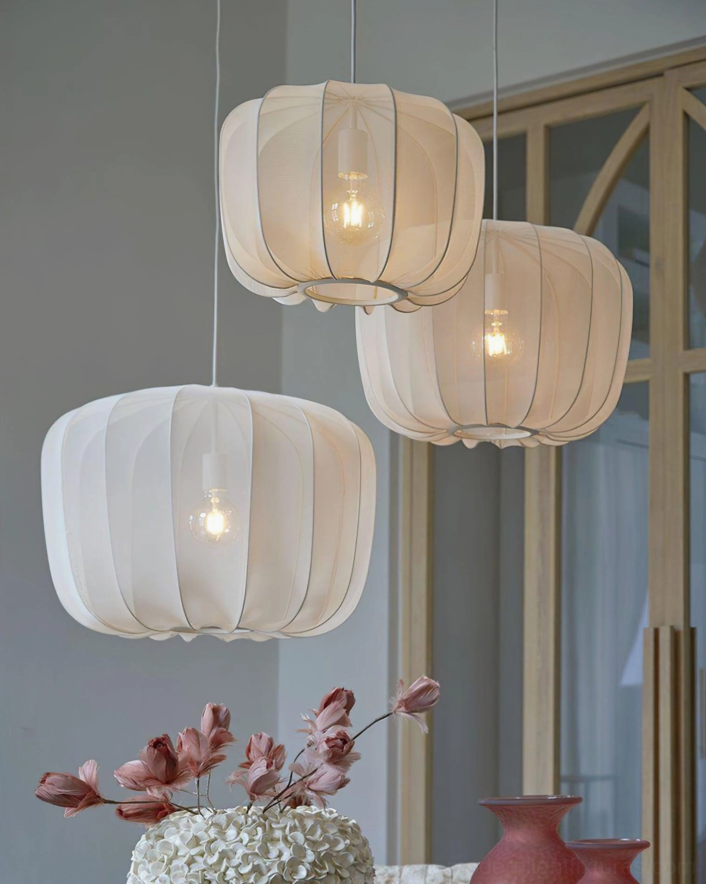 Nevola mesh pendant light sloped ceiling installation, angled mounting compatibility 30 degrees