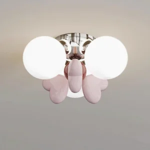 Nica modern ceiling light fixture top-down view showing frosted glass shades and grape pendant design details
