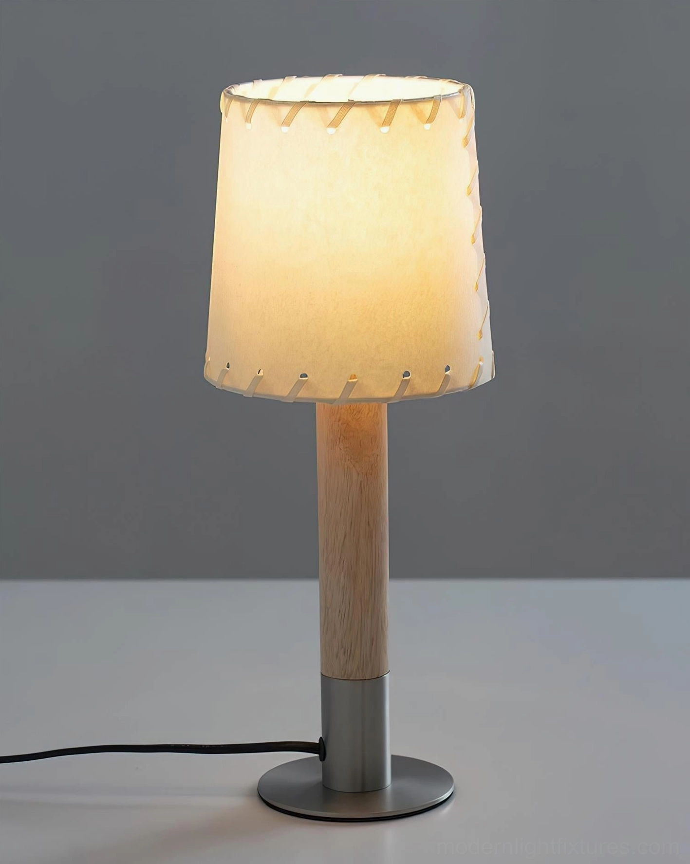 Nickel finish minimalist table lamp modern polished metal base industrial style