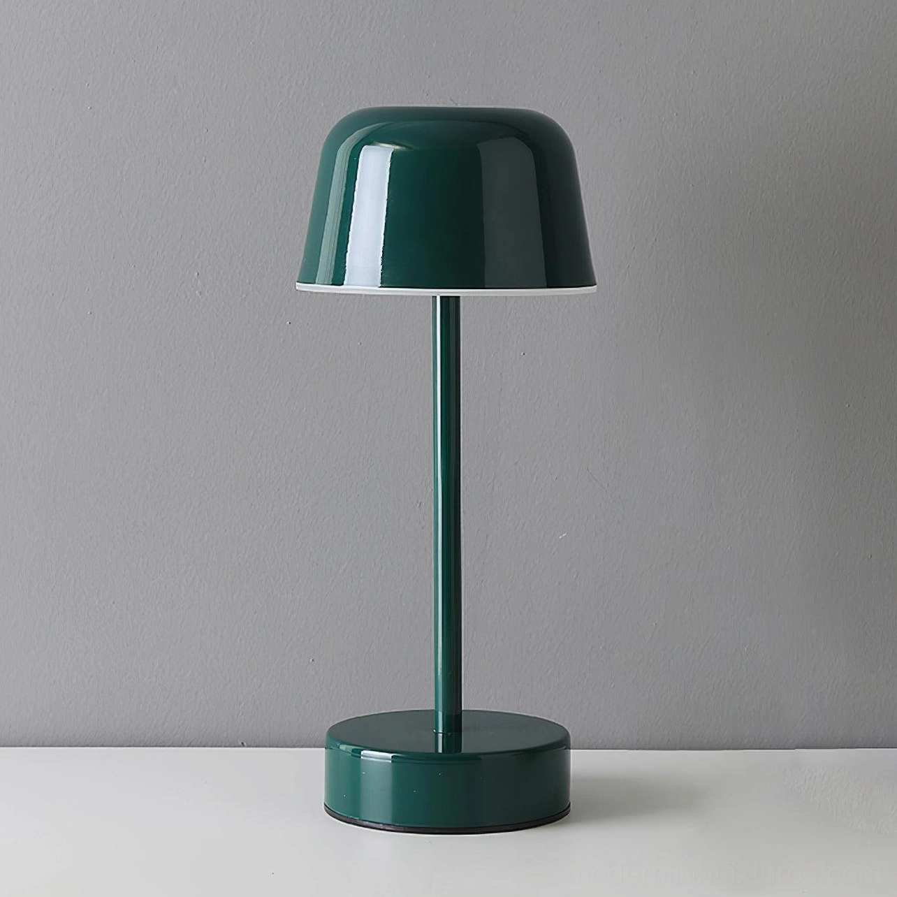 Green portable cordless LED table lamp touch activated control modern home lighting