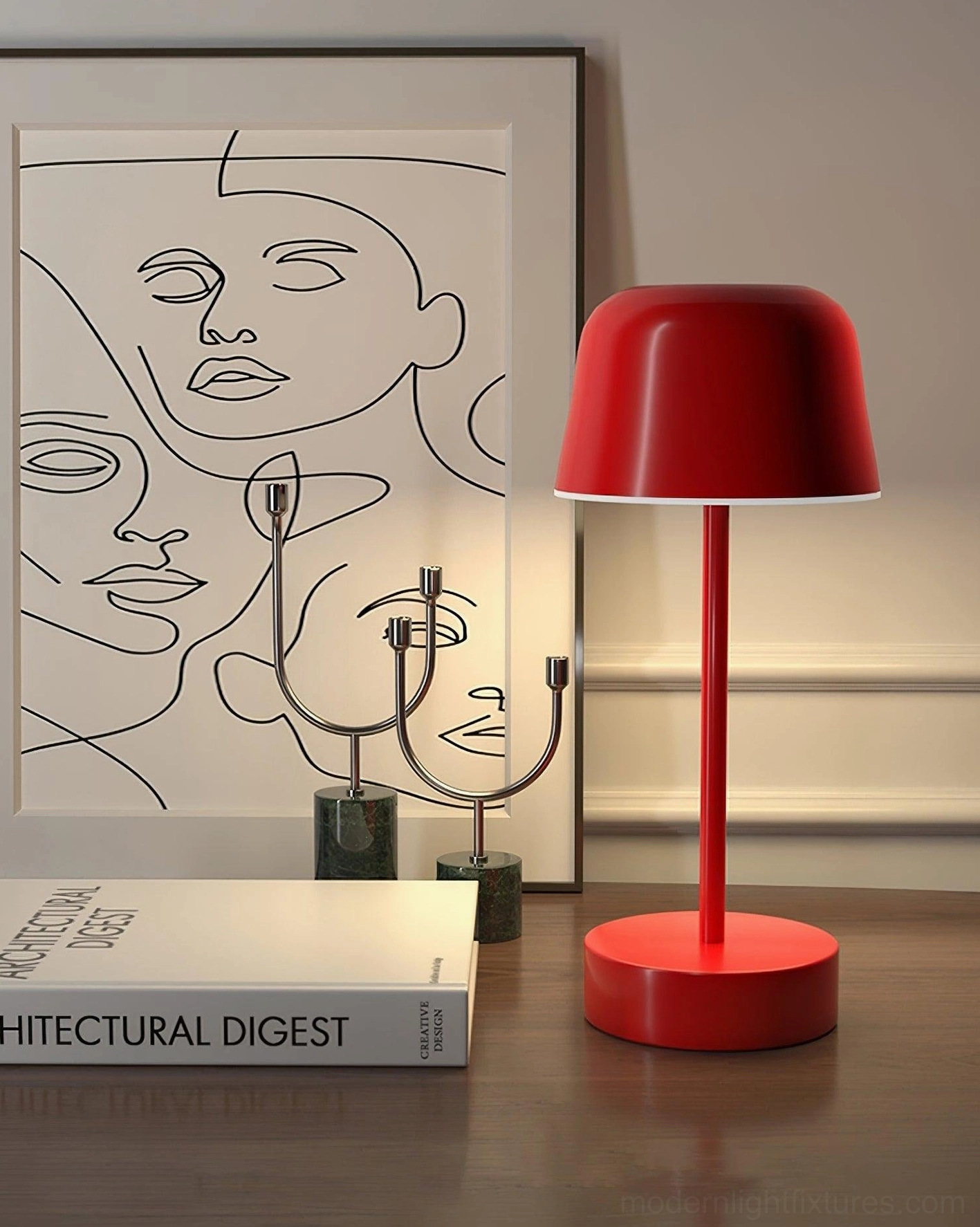Portable LED table lamp contemporary Japandi design aesthetic minimalist home