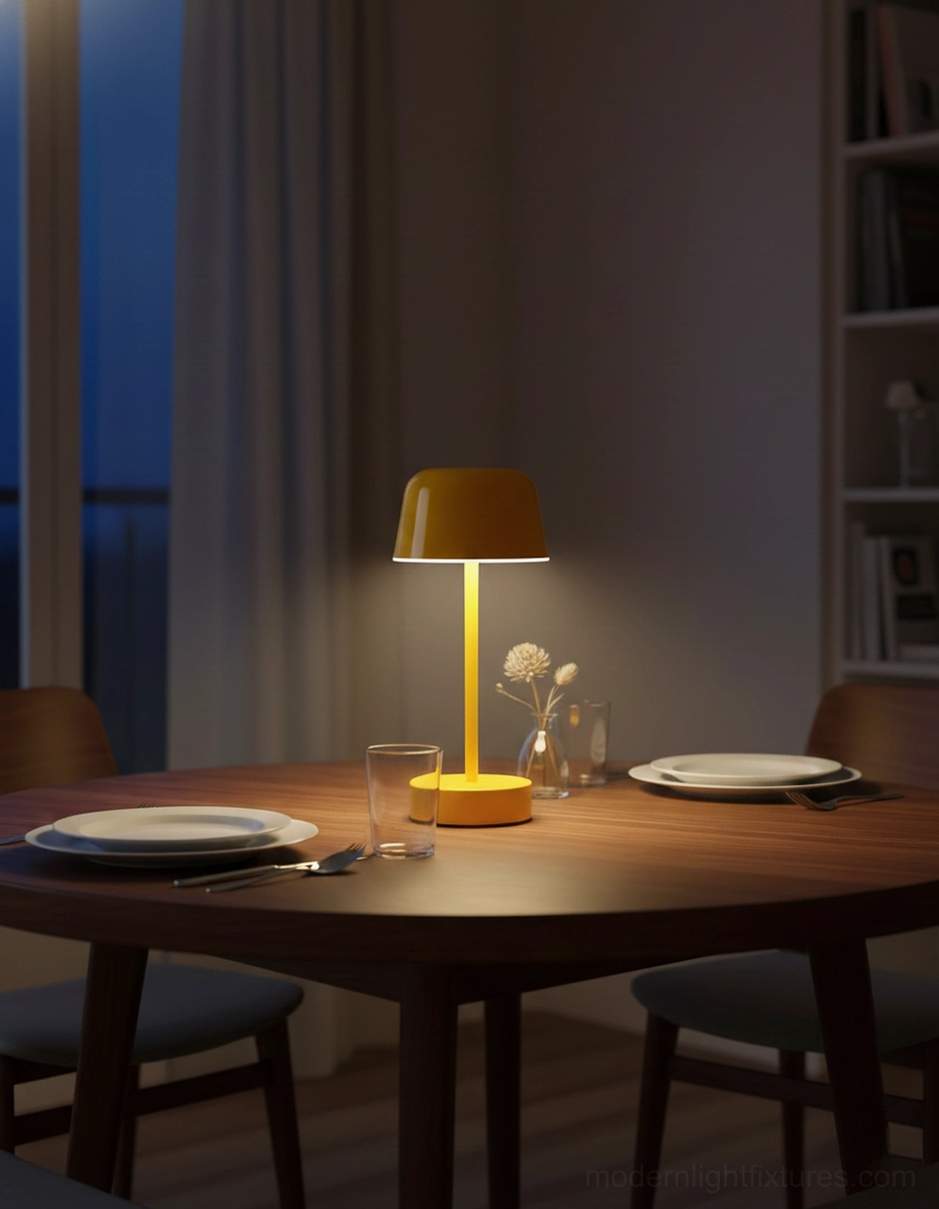 Nico portable LED table lamp color comparison red yellow green metal finish styling
