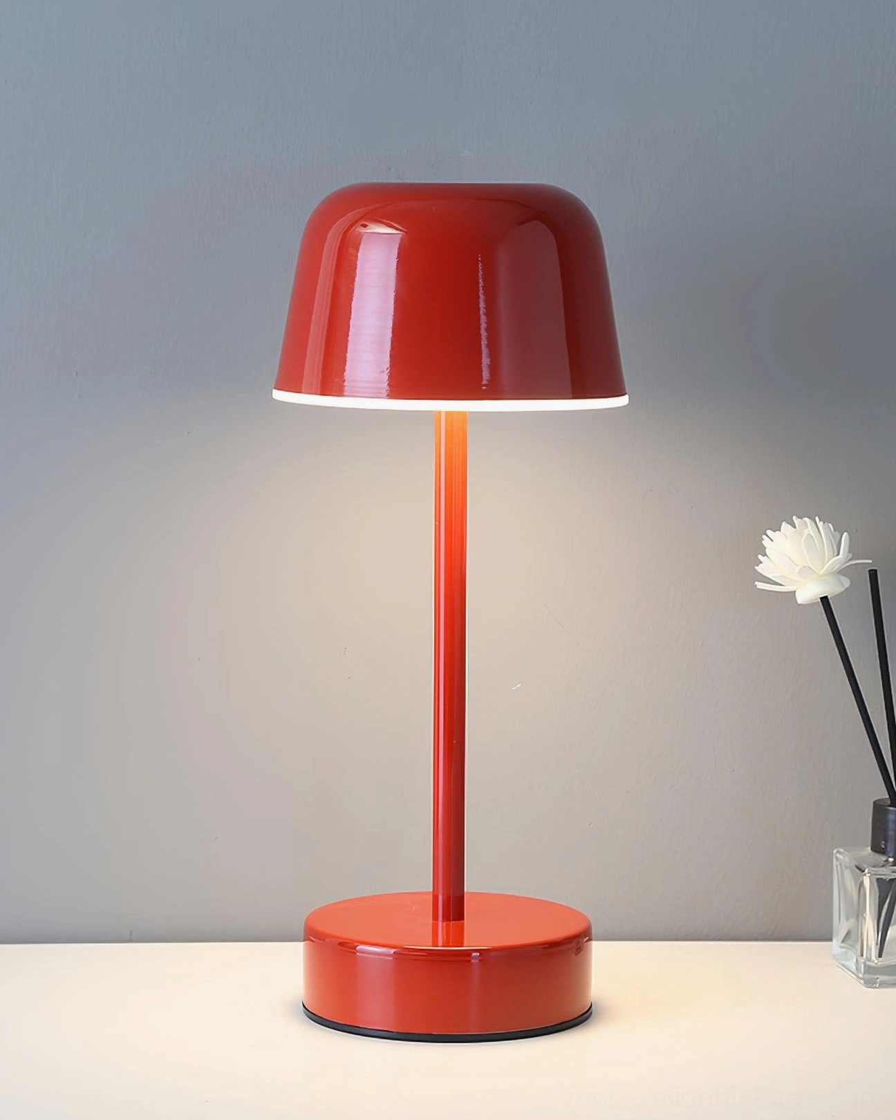 Nico LED table lamp industrial modern aesthetic cool color options display