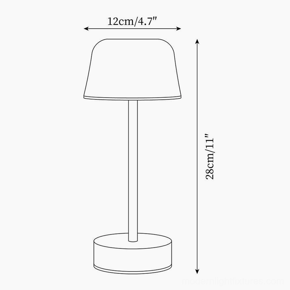 Red cordless LED table lamp creating warm ambient lighting on outdoor balcony patio at night