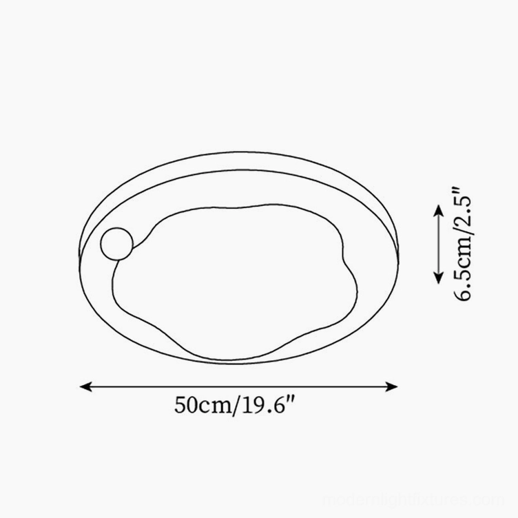 Technical dimension drawing of Niera ceiling fixture Model A showing 50cm diameter and 6.5cm height specifications