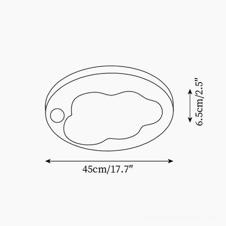 Technical dimension drawing of Niera ceiling fixture Model B showing 45cm diameter and 6.5cm height specifications