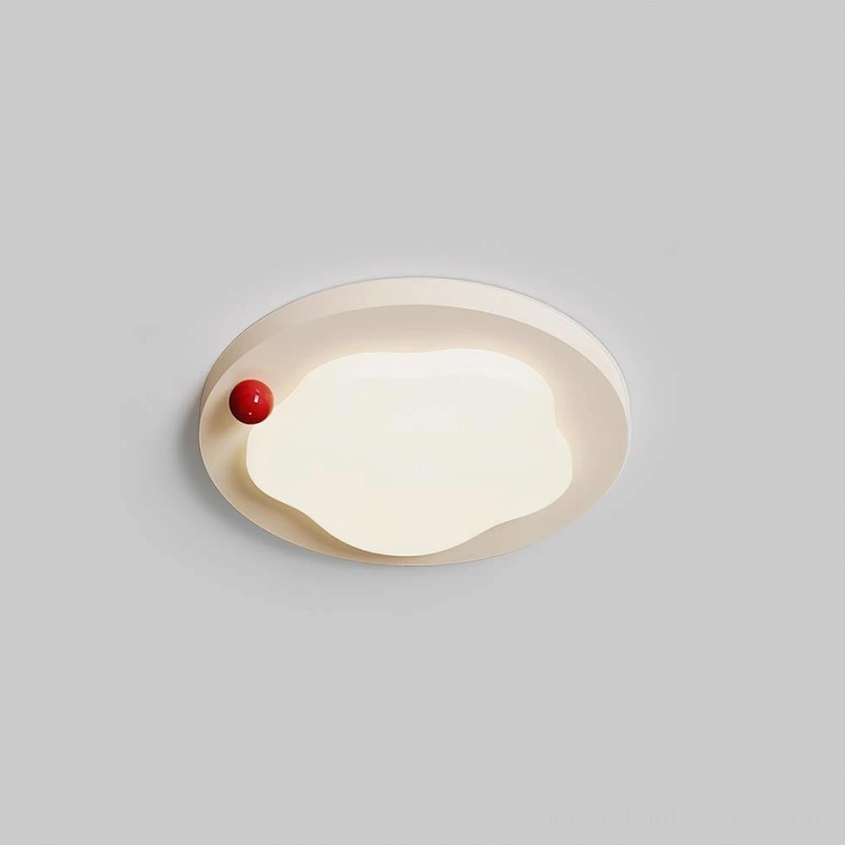 Niera modern ceiling light Model A in beige and white color with integrated LED and red accent sphere