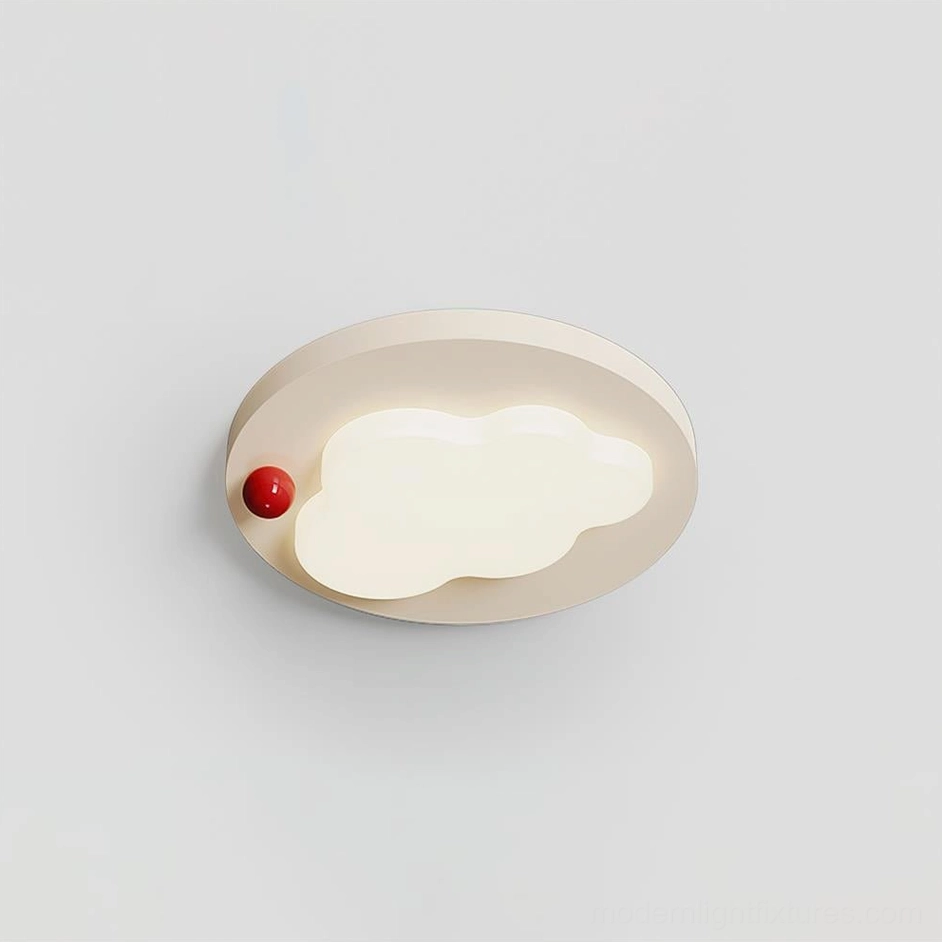 Niera compact ceiling light fixture Model B in beige and white finish showcasing organic cloud design