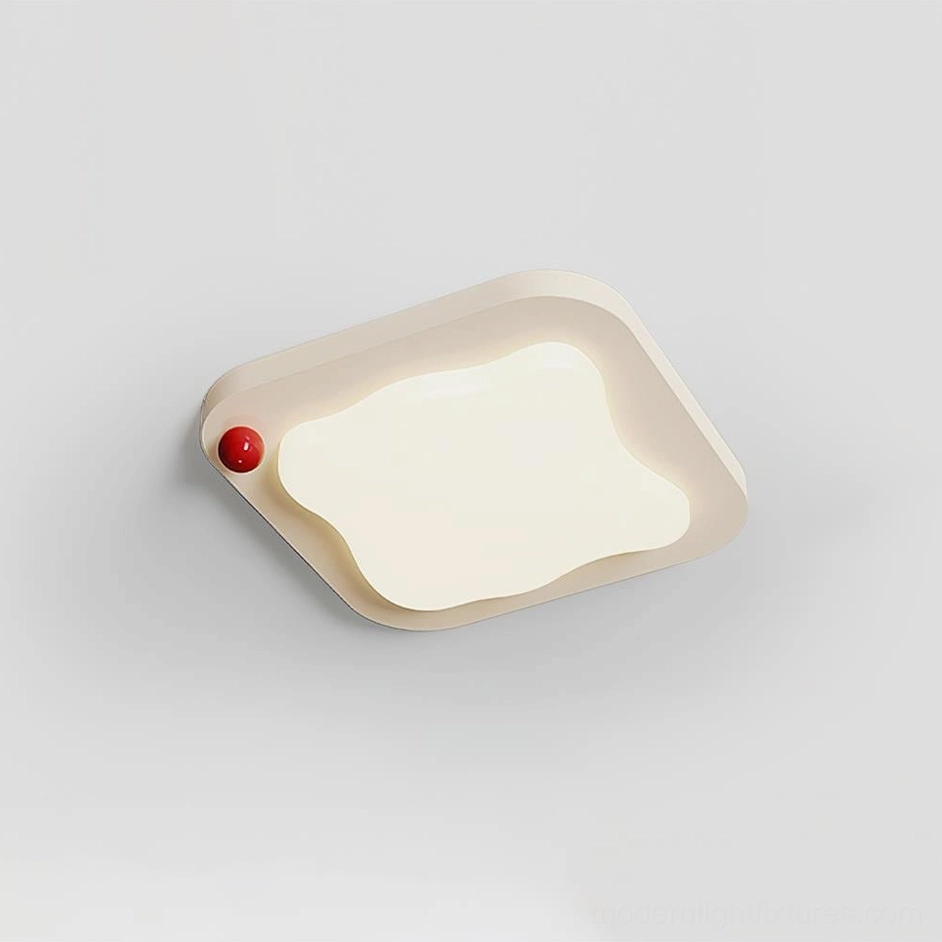Niera organic ceiling light fixture Model C in beige and white color option with warm ambient glow