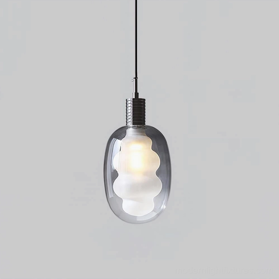 Nimbus Black and Smoke Gray pendant light, color variant showcase, modern glass fixture with contemporary metal fitting