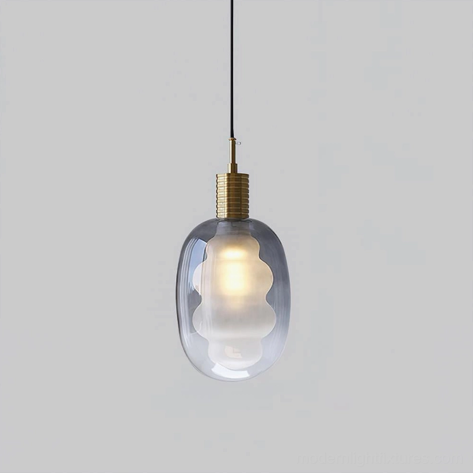 Nimbus Gold and Smoke Gray pendant light, luxury minimalist color combination, handcrafted glass with brass fitting