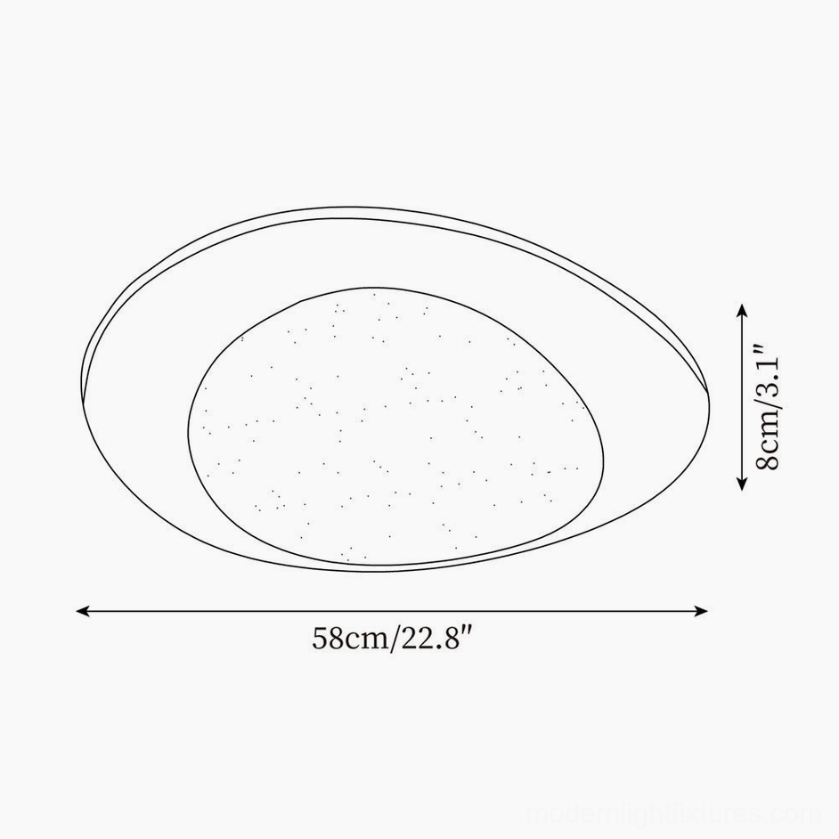 Niseko ceiling light technical specifications diagram showing 58cm diameter and 8cm height measurements for sizing reference