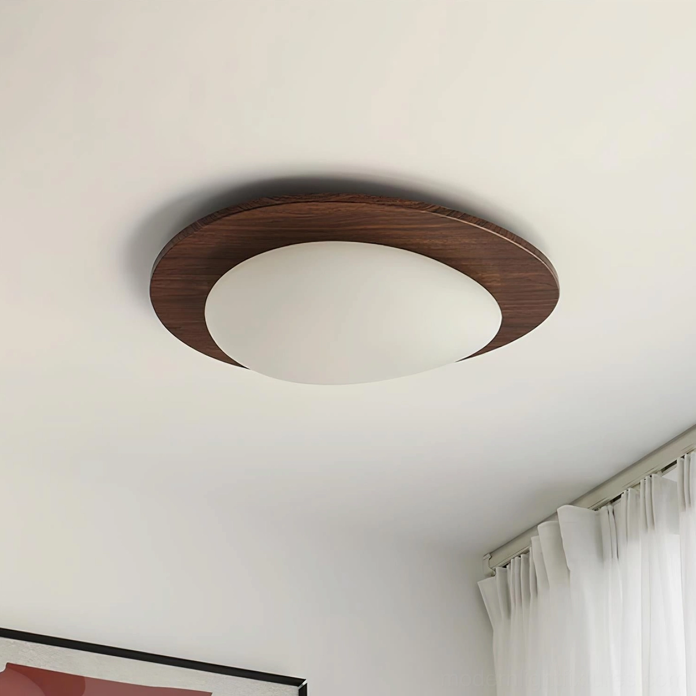 Niseko small 30cm oval LED ceiling light fixture for bedrooms and compact spaces, warm white 3000K