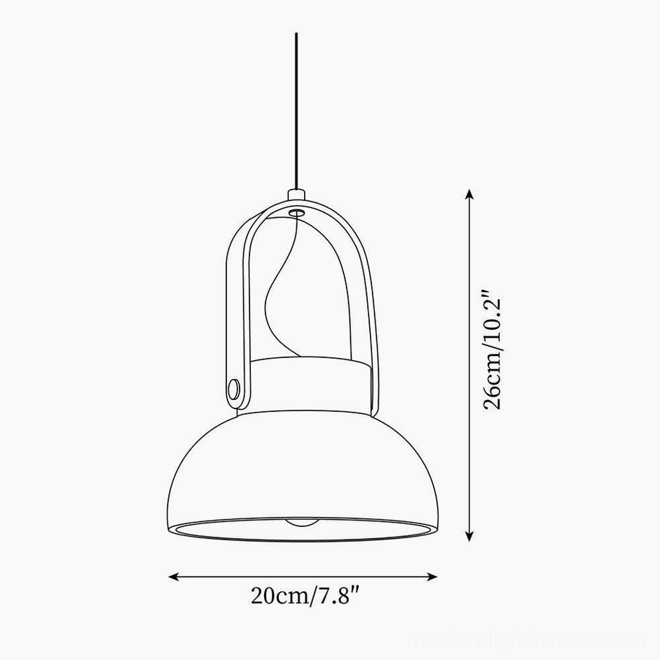 Model C travertine pendant light technical drawing and dimensions 20cm diameter x 26cm height