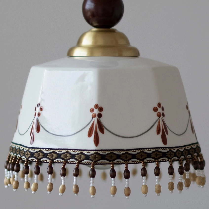 Noemi ceramic wall sconce color options, brass white brown combinations, hand-painted artistic details, vintage fixture collection