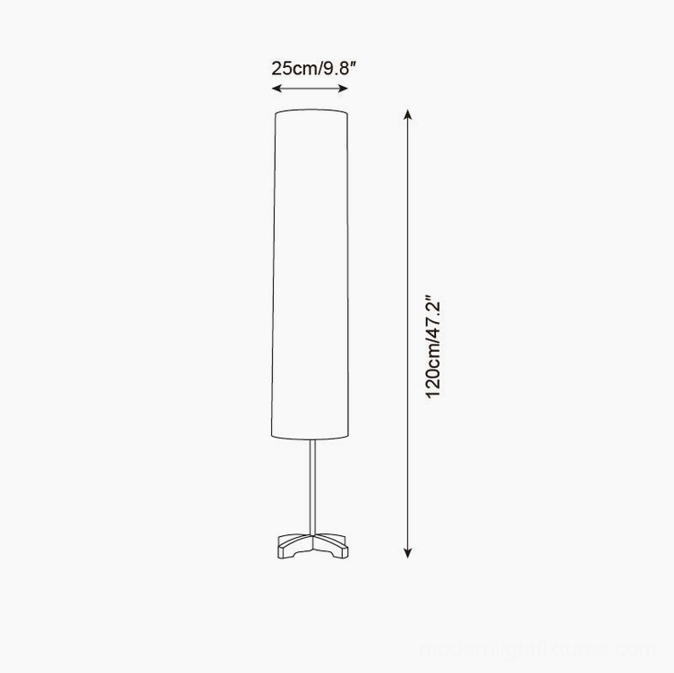 Nomi floor lamp compact size technical drawing orthographic front view specifications 25cm width 120cm height