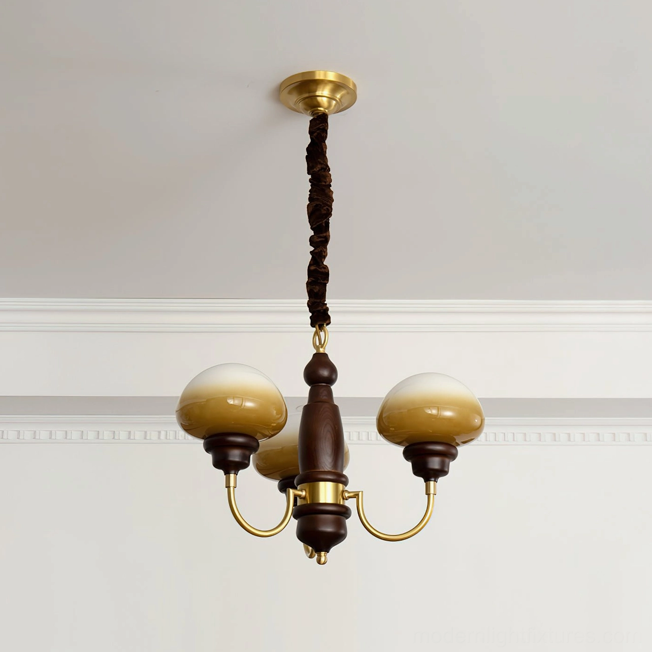 Three head compact mushroom chandelier for bedroom and smaller spaces