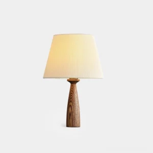 Nora pleated fabric wood table lamp front view minimalist design japandi style