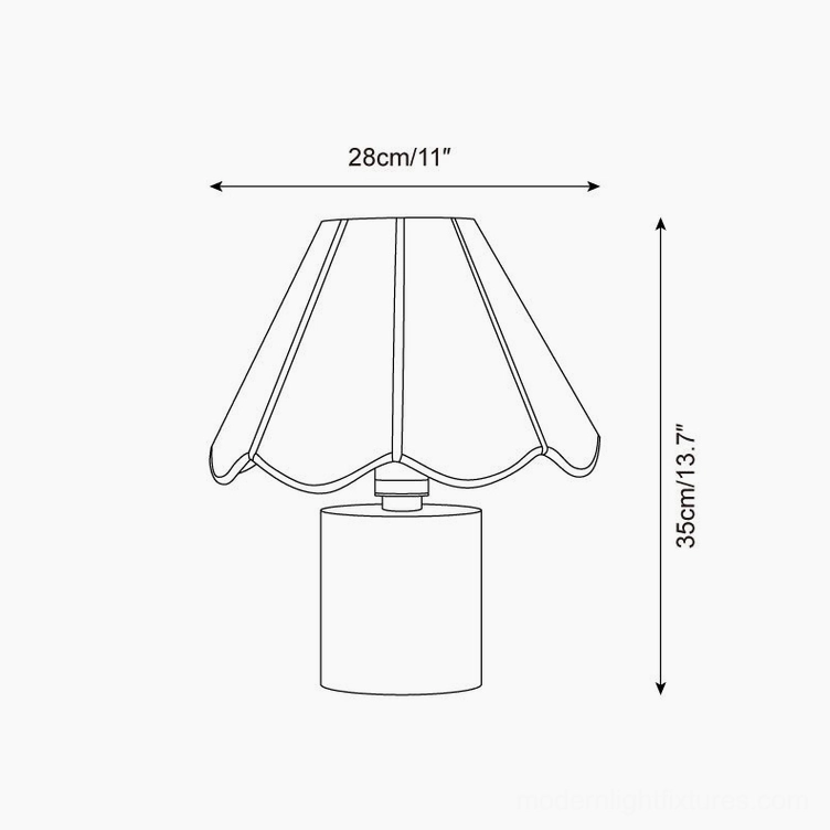 Noraya table lamp technical dimensions schematic drawing 28cm width 35cm height