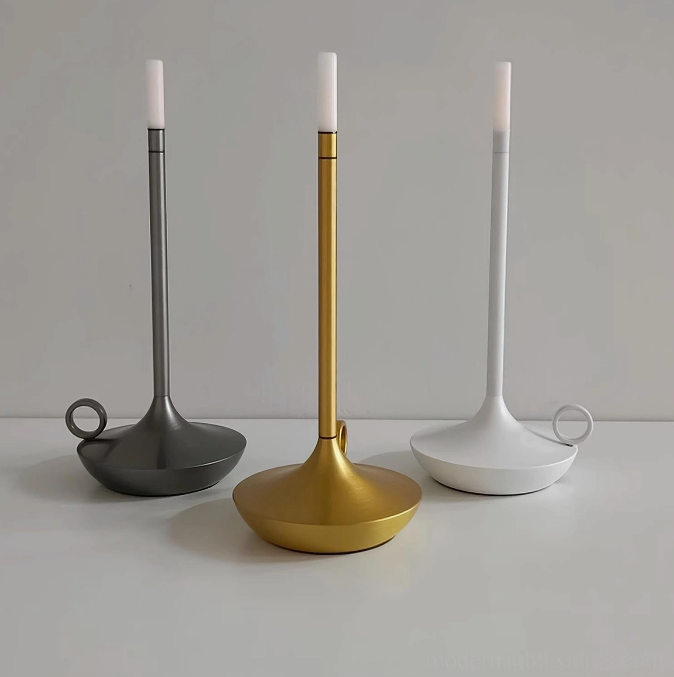 Minimalist LED candle table lamp demonstrating clean lines and understated Nordic elegant aesthetic