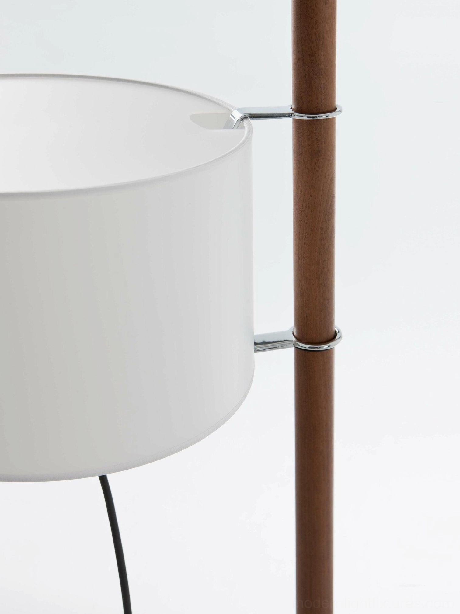 Nordic minimalist floor lamp with fabric drum shade, full length product view