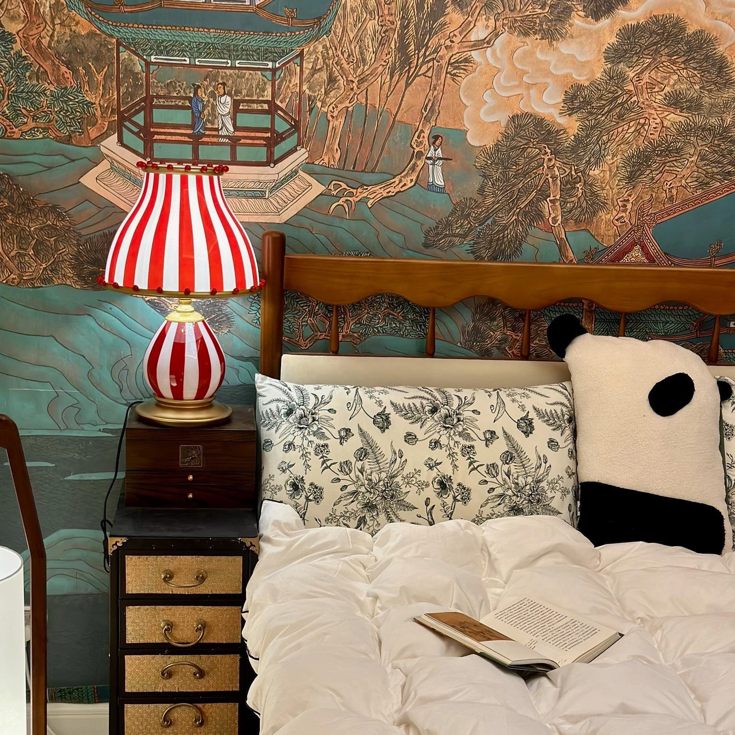 Nostalgic big-top inspired table lamp with whimsical design elements