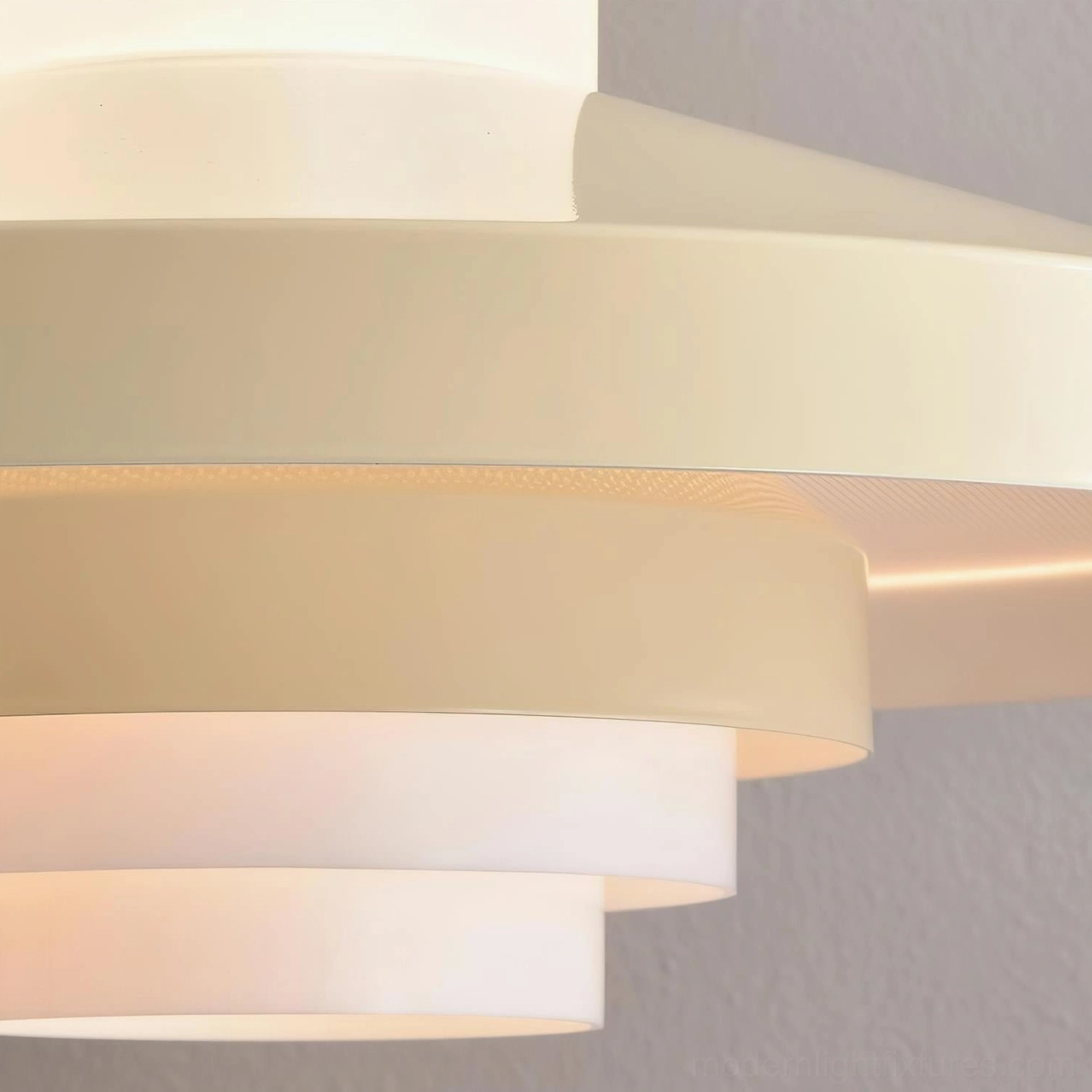 Nova Cap tiered pendant light showing warm white 3000K color temperature and diffused ambient illumination
