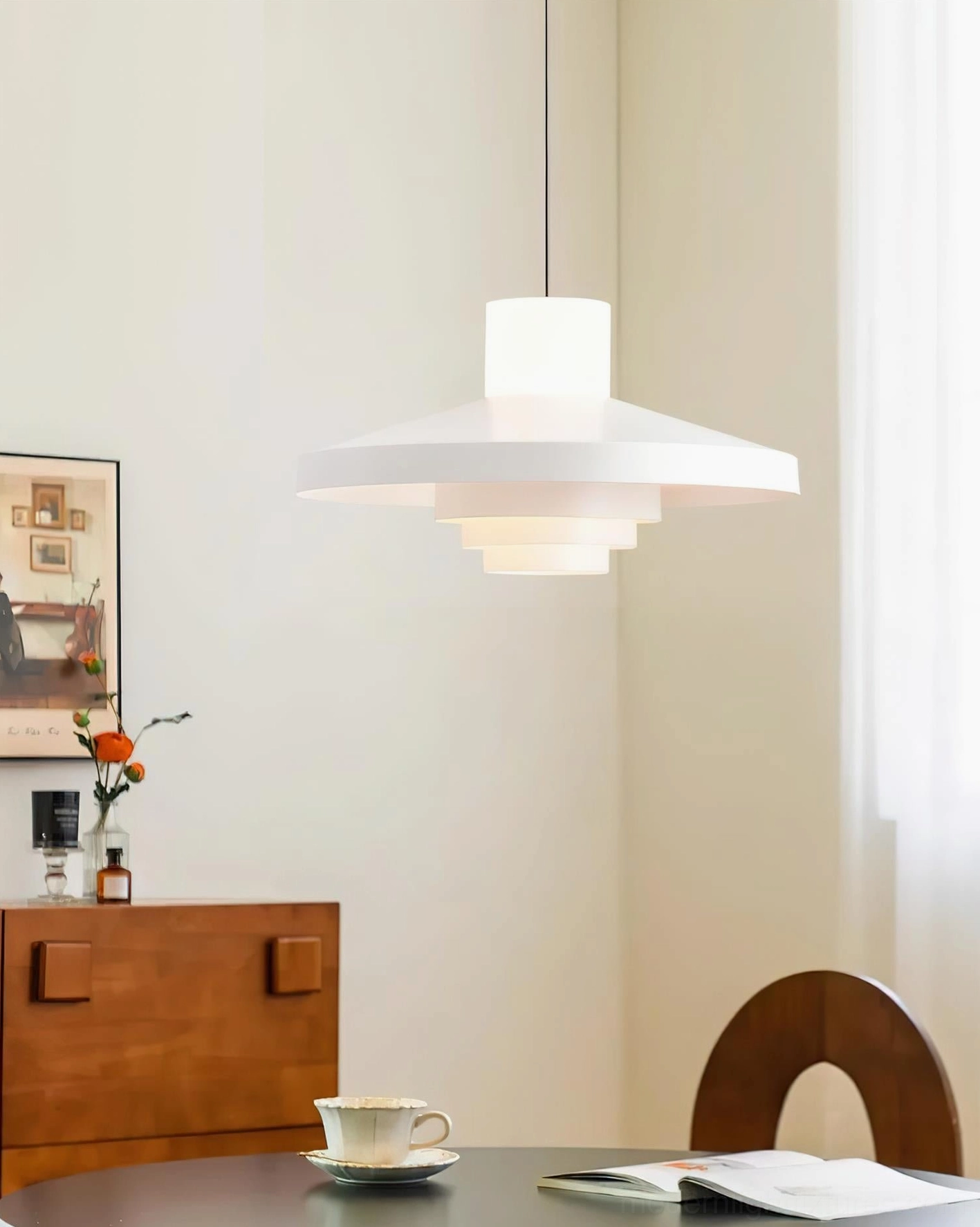 Nova Cap pendant light geometric shade profile highlighting sculptural tiered layered design