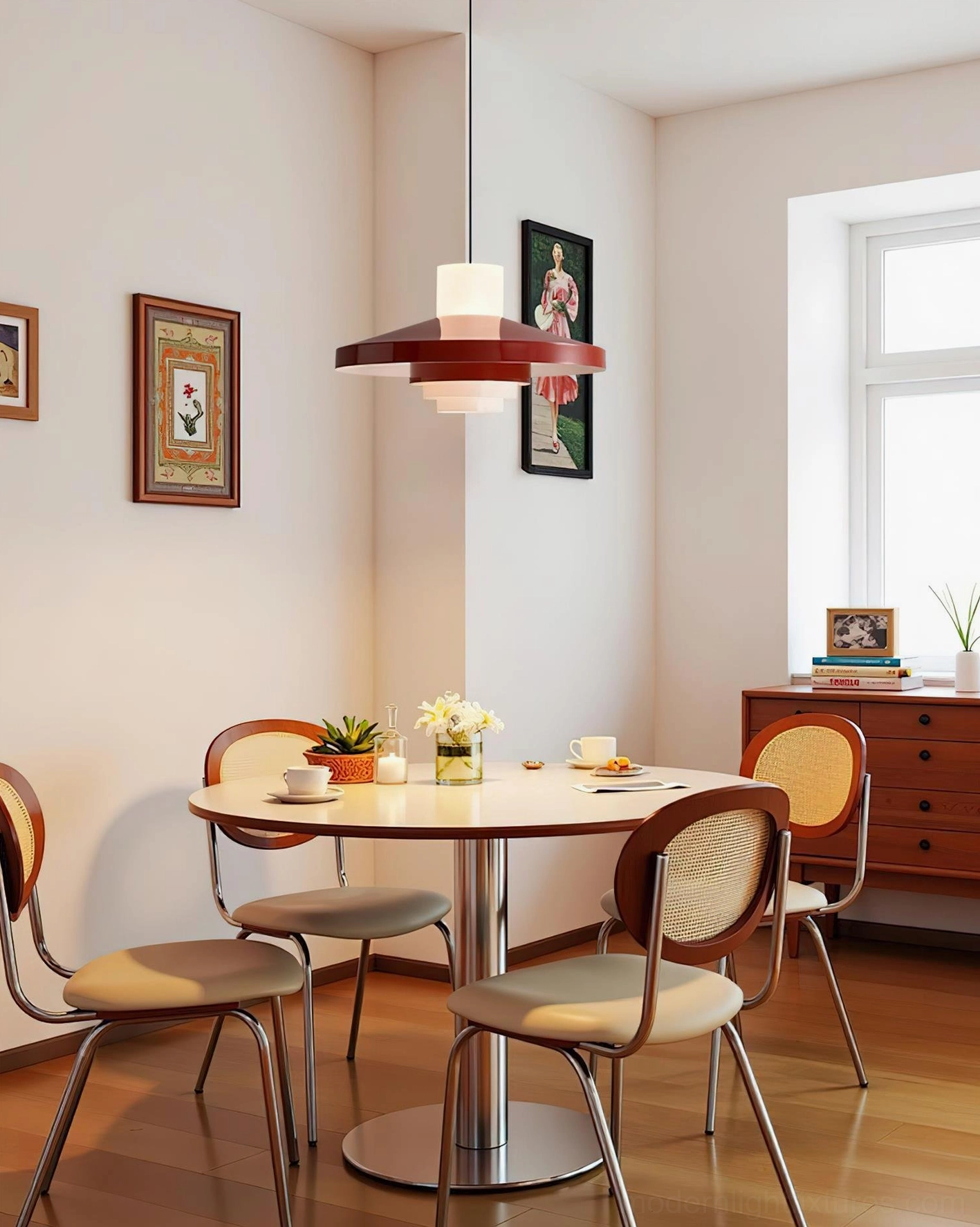 Nova Cap geometric pendant light suspension system and adjustable wire length for flexible installation height