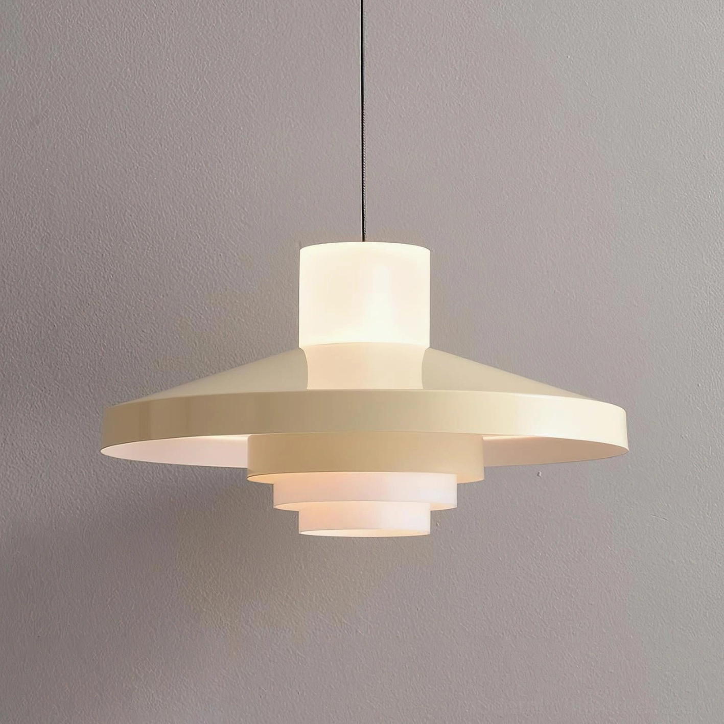 Nova Cap tiered pendant lamp with black and off-white color combination in modern minimalist dining room