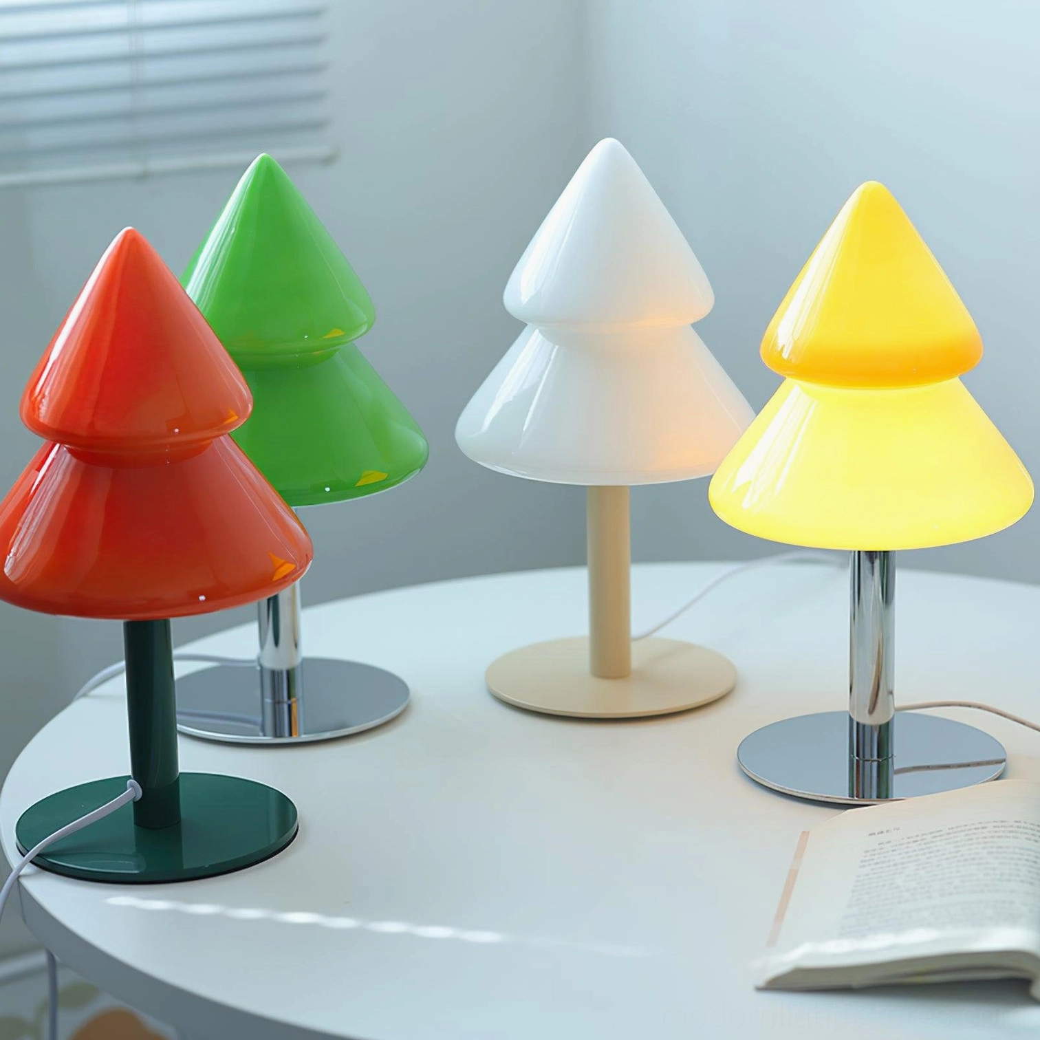 Modern nursery and children's bedroom decorated with soft Christmas tree lamp lighting