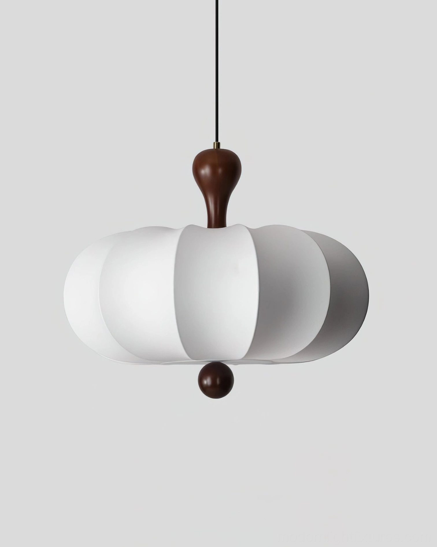 Nutria modern fabric pendant light with warm organic wood accents