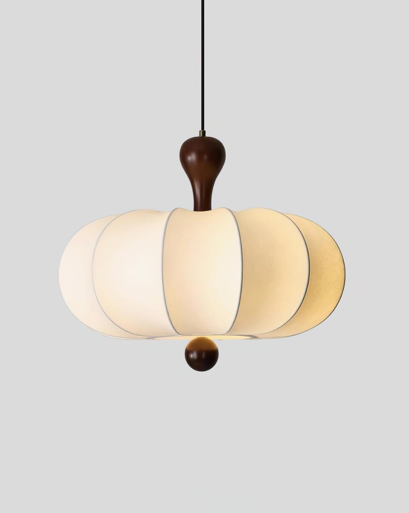 Nutria sculptural pendant lamp walnut and beige color combination