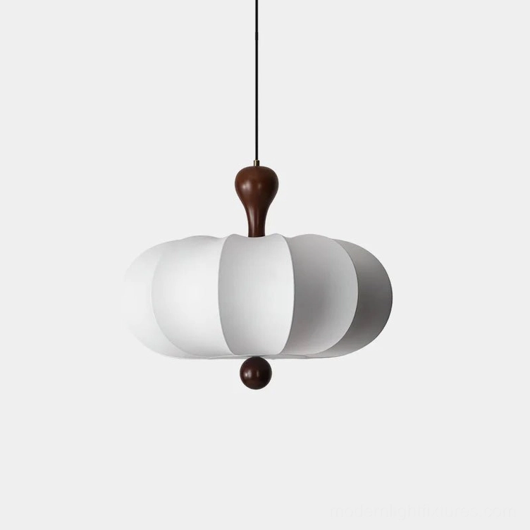 Nutria walnut and white pendant light variant side view display