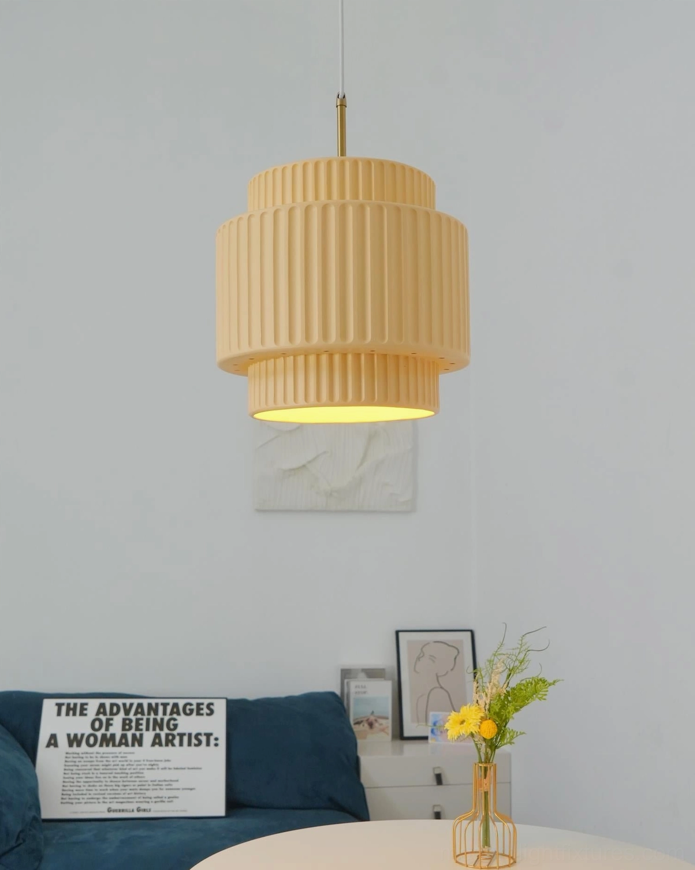 Nyla pendant light color palette showcase, white green khaki milk coffee finish comparison