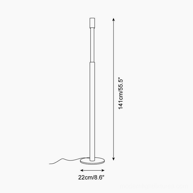 Obelisk floor lamp technical dimensions and orthographic specifications drawing