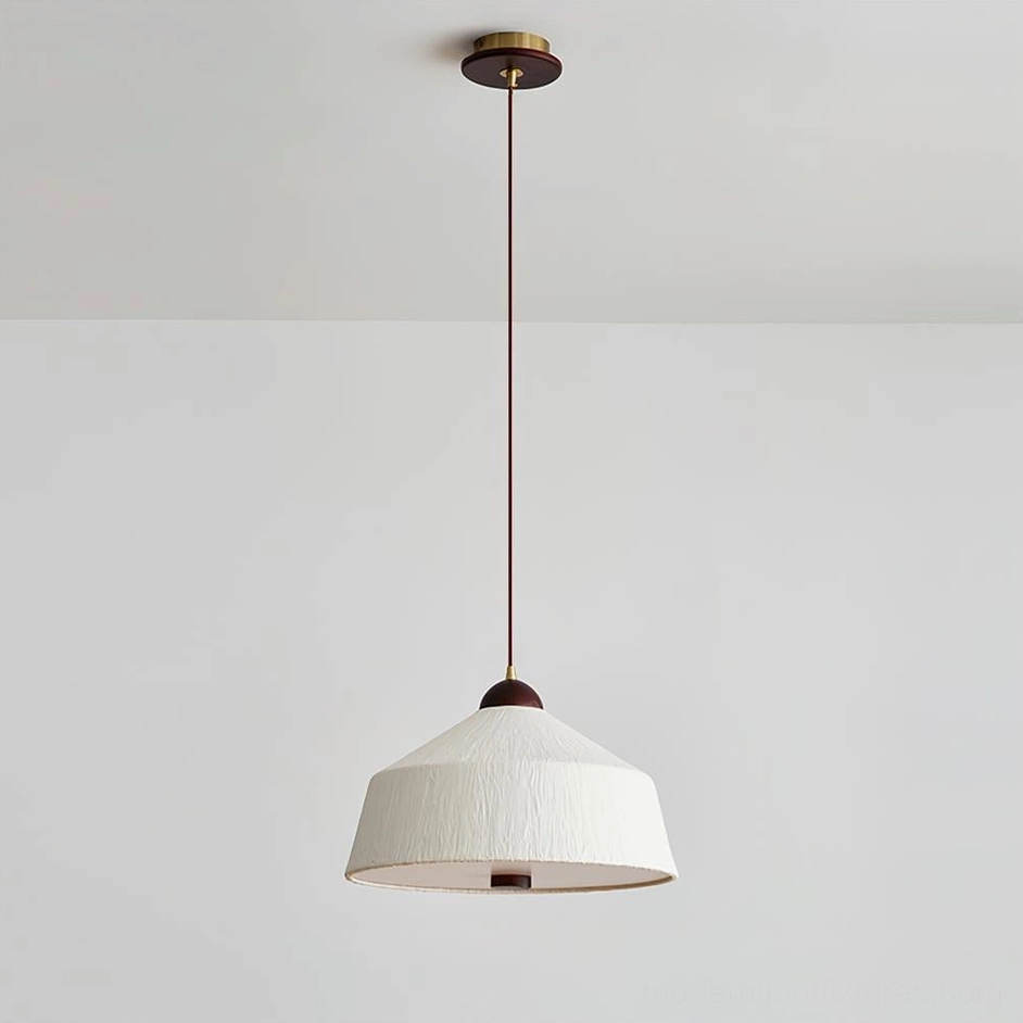 Ochre yellow Doria Model C tall pendant light, statement-making 30cm x 40cm vertical proportion