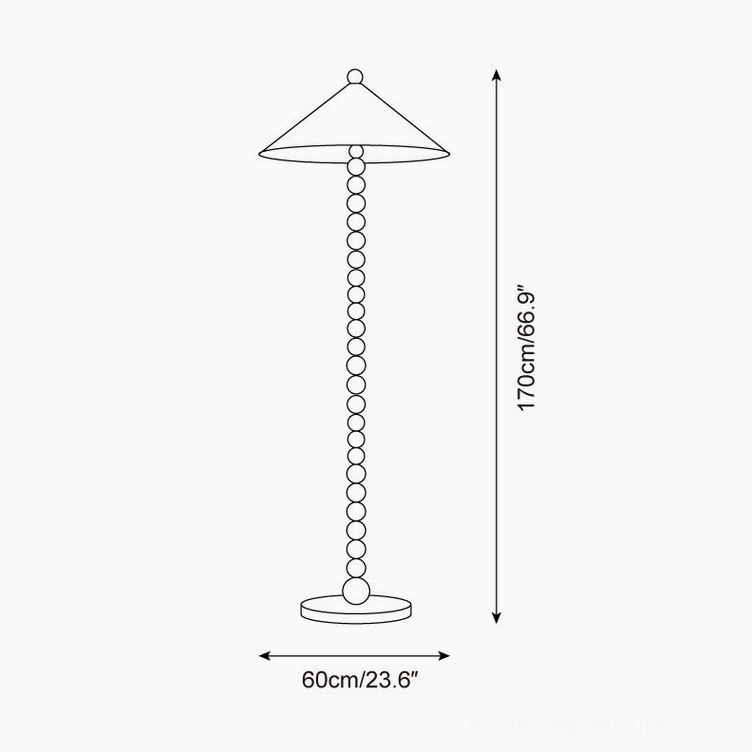 Technical schematic line drawing of Octavia floor lamp showing 170cm height and 60cm base dimensions