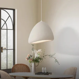 Odilia white pendant lamp above round dining table modern dining room arched window